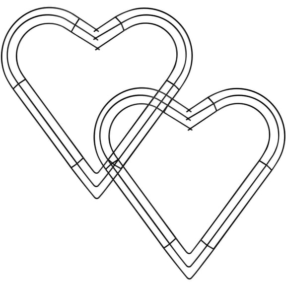 TAVENE 2 Pack 14 Inch Black Heart Metal Wreath Frame, Heart Wire Wreath Frames for DIY Spring, Wedding or Garden Wreath