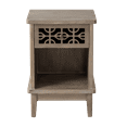 thumbnail image 4 of COZAYH Retro Rustic Nightstand Solid Fir End Table Side Table with Hand Carved Front and Open Shelf for Boho, French Country, Farmhouse Style, Distressed Gray, 4 of 7