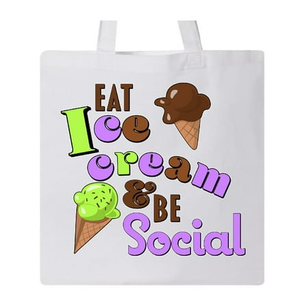 Eat Ice Cream and be Social chocolate and mint Tote Bag White One