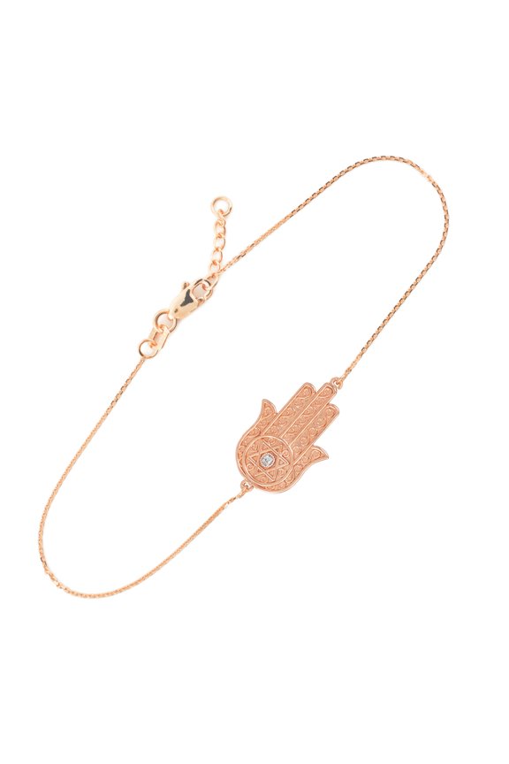 14K SOLID ROSE GOLD HAMSA DIAMOND BRACELET