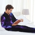 thumbnail image 6 of Sikiie Purple And Blue Nebula Mens Pajama Set, Soft Warm Long Sleeve Sleepwear, Cozy Button-Down Pjs for Men-Small, 6 of 7
