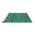 thumbnail image 2 of Ahgly Company Machine Washable Indoor Round Oriental Turquoise Blue Industrial Area Rugs, 3' Round, 2 of 4