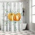 thumbnail image 5 of Fall Shower Curtain Orange Pumpkin Shower Curtains for Bathroom Eucalyptus Leaves White Wood Grain Bath Curtains Sets with Hooks for Autumn Thanksgiving Seasonal Decor Waterproof Small Stall 36" X 72", 5 of 6