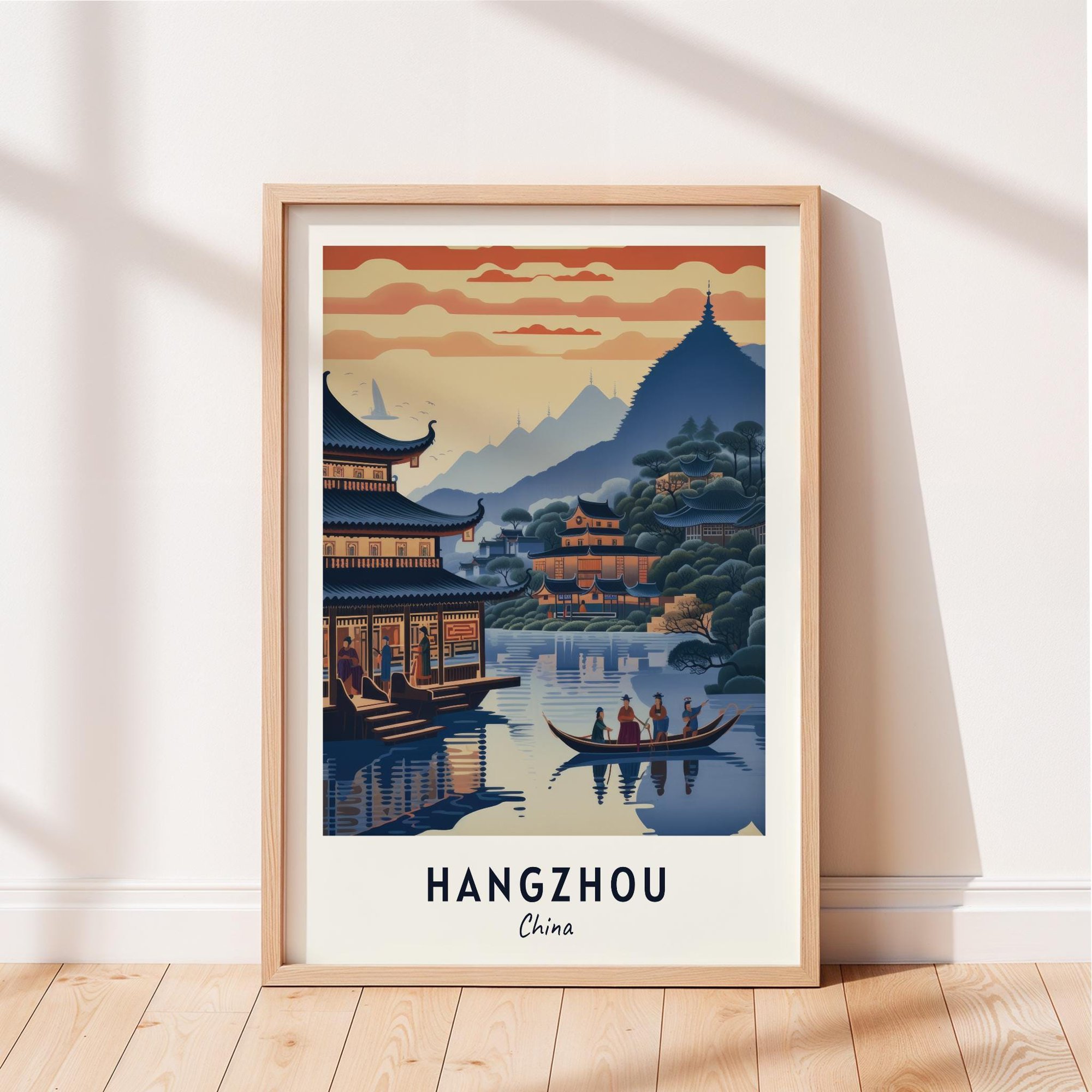 Hangzhou Travel West Lake China Cityscape Poster , Poster Print Only