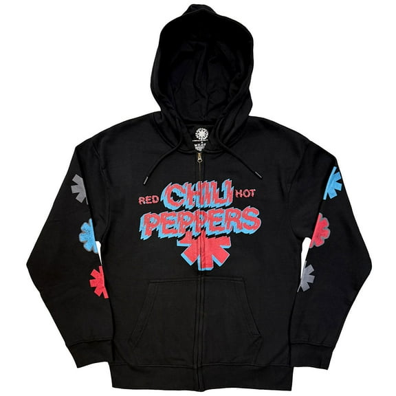 Red Hot Chili Peppers Unisex Zipped Hoodie Sweatshirt Shock Logo (Black)