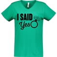 thumbnail image 3 of Inktastic I Said Yes with Engagement Ring Women's V-Neck T-Shirt, 3 of 5