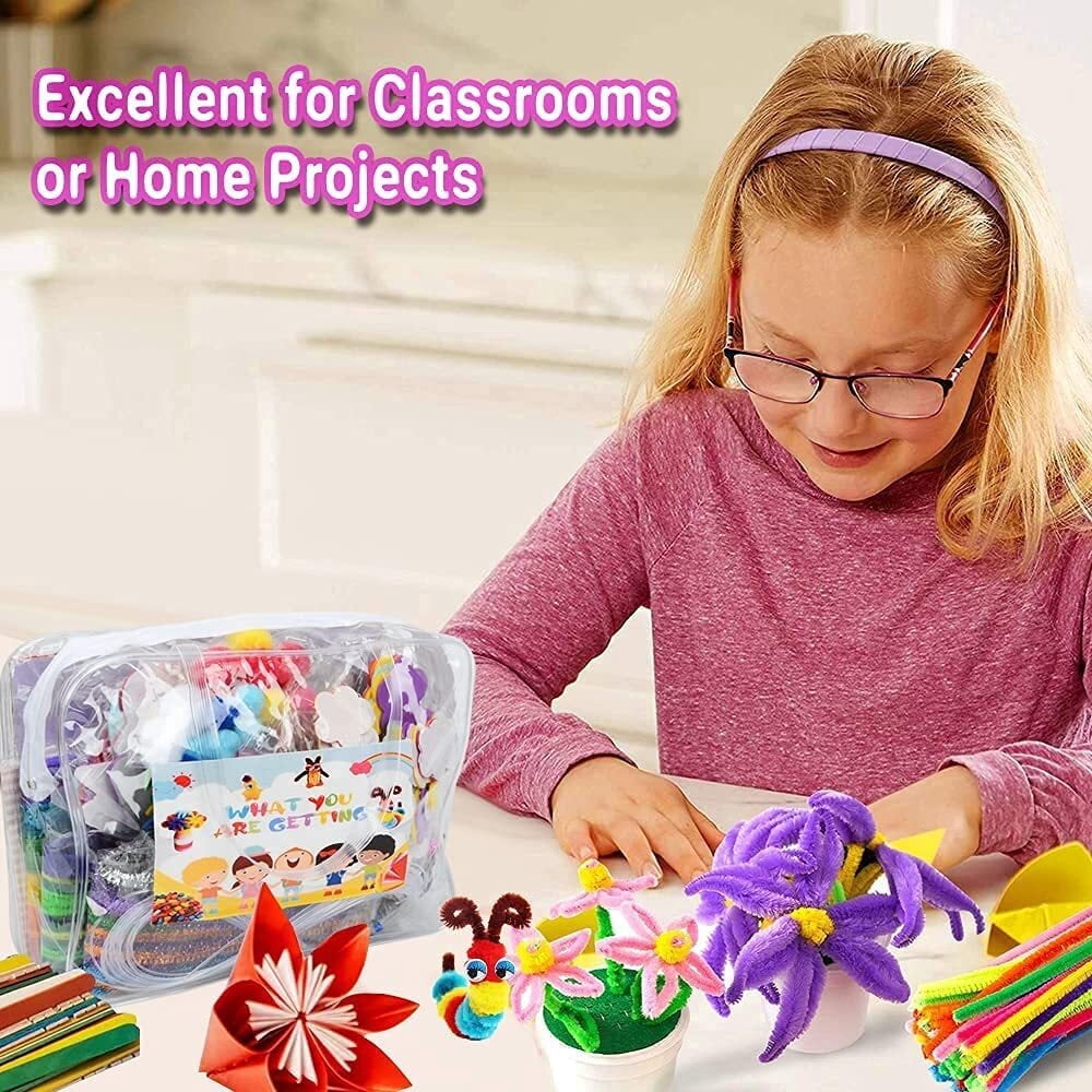 YANSION 1000Pcs DIY Arts and Crafts Supplies Craft Art Supply Kit, DIY Crafting Collage Arts Set, Educational Toy Set