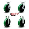 thumbnail image 2 of 12 Inch Heavy Duty Green Poly on Cast Iron Wheel Caster Set 2 Brakes 2 Rigid SCC, 2 of 2