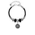 thumbnail image 2 of Delight Jewelry Silvertone Antiqued Round Seal - Initial - N - Grandmother Celtic Knot Leather Bead Bracelet, 7"+2" Extender, 2 of 4