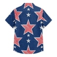 thumbnail image 4 of Men's Glitter Star & Stripe American Flag Hawaiian Shirt - 4-Way Stretch Short Sleeve Patriotic Button Down Red 3XL, 4 of 6