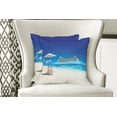 thumbnail image 4 of Ambesonne Summer Throw Pillow Cover 2 Pack, Beach Cruise Boat Trip, 18", Blue and White, 4 of 6