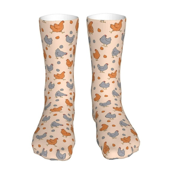 Uemuo Funny Chicken for 16in Socks, Cotton Socks Sports Socks Knee High Socks Comfortable Socks For Men, Women