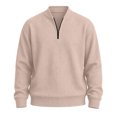 thumbnail image 5 of Sakuulaan Boys Quarter Zip Sweatshirt Mock Neck Herringbone Knit Casual Long Sleeve Jacket, 5 of 8