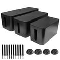 thumbnail image 2 of Cable Management Box Set 3 Size Cable Organizer Box to Hide Wires Power Strips Electrical Cord from TVs Computers - Electrically Safe ABS Material Cord Organizer Box Cable Box Organizer Cord Box Black, 2 of 4