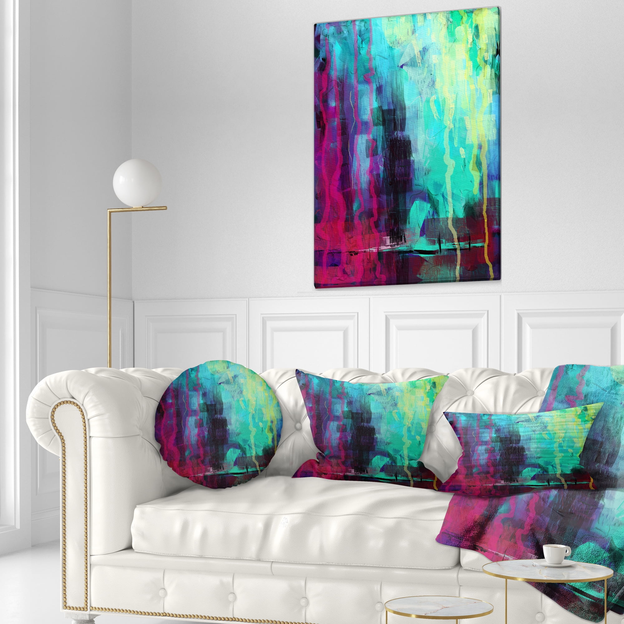 Designart Abstract Digital Painting - Abstract Throw Pillow - 12x20