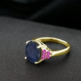 thumbnail image 4 of Gem Stone King 7.07 Ct Oval Blue Sapphire Pink Sapphire 18K Yellow Gold Plated Silver Ring (Size 9), 4 of 4