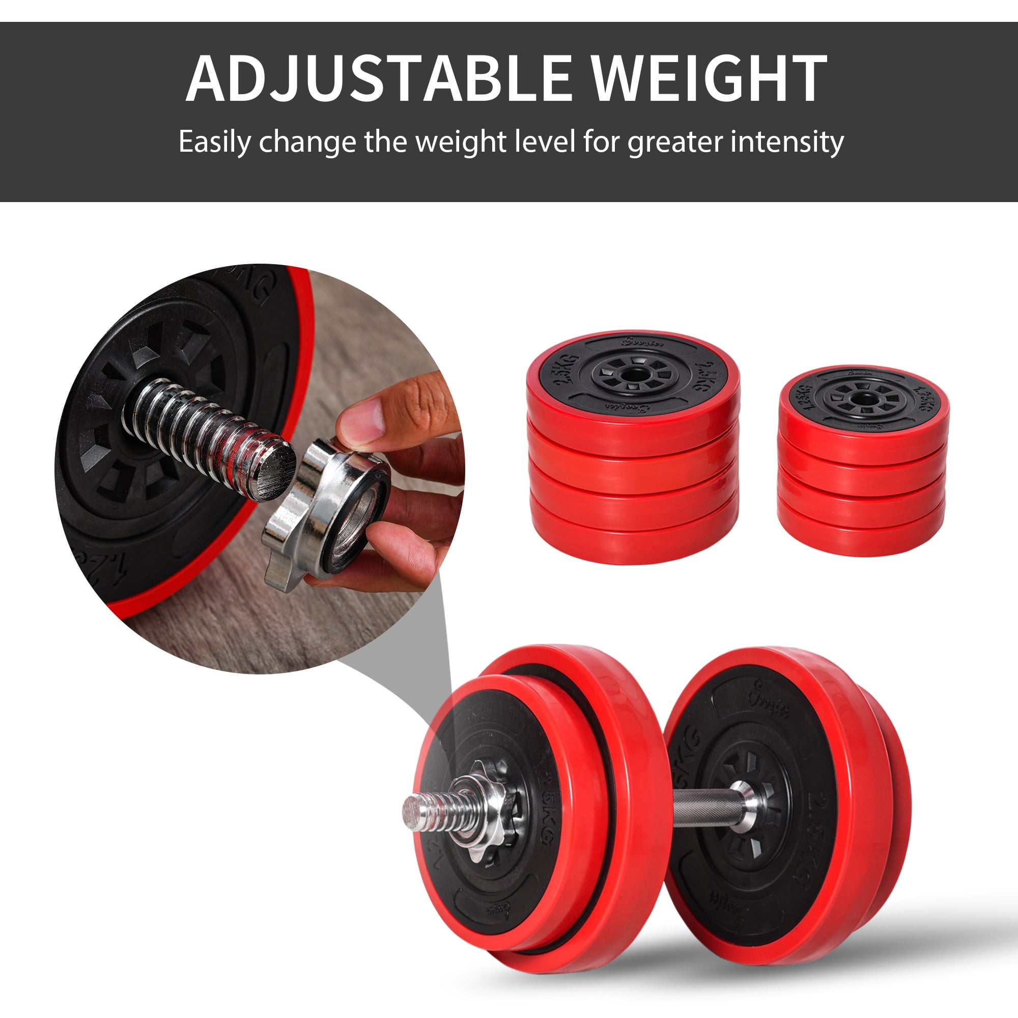 Soozier Adjustable Dumbbell Set, 44 lbs. Free Weight Set, 2-in-1 Adjustable Convertible Barbell, Home Gym Equipment Suitable for Men & Women