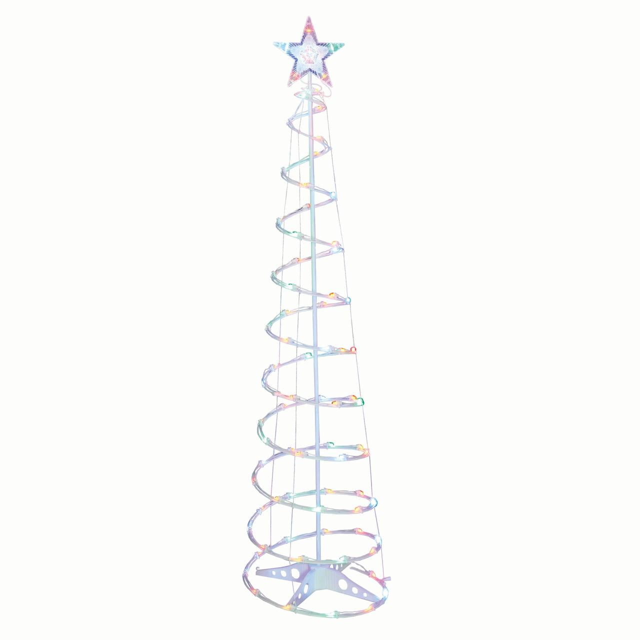 Holiday Time LightUp LED Multicolor Spiral Christmas Tree, 80 Lights