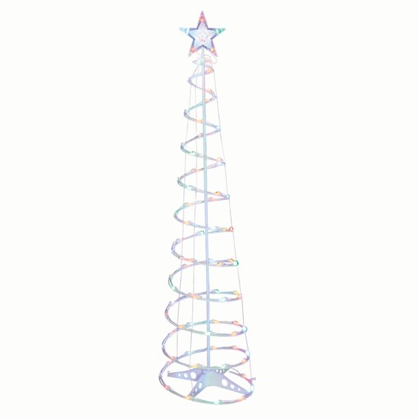 Holiday Time LightUp LED Multicolor Spiral Christmas Tree, 80 Lights