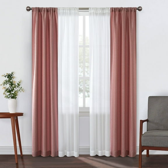 Better Homes & Gardens Traditional Jacquard Grommet Light Filtering, Sheer Curtain Panel, 74" x 95" (2 Panels)