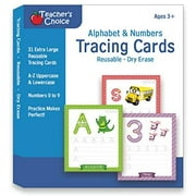 Alphabet & Number Tracing Cards, Reusable, Dry Erase, Upper & Lower Case, 31 Large Reusable Cards, Repetitive Tracing