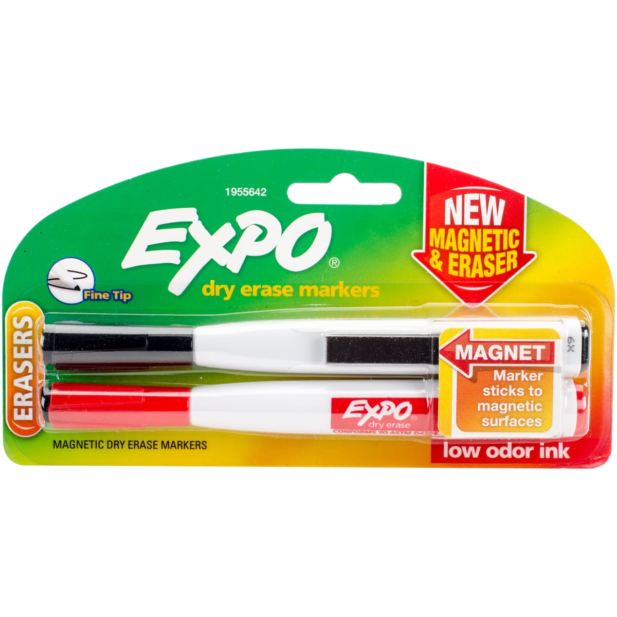Dry Erase Fine Marker With Eraser 2/Pkg