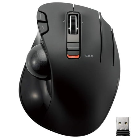 ELECOM Wireless Trackball Mouse, 6-Button with Smooth Tracking Function, Ergonomic Design/Black/M-XT3DRBK Thumb-operated
