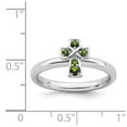 thumbnail image 2 of 2.25mm Sterling Silver Stackable Expressions Rhodium Peridot Cross Ring - .11 cwt - Size 10, 2 of 4