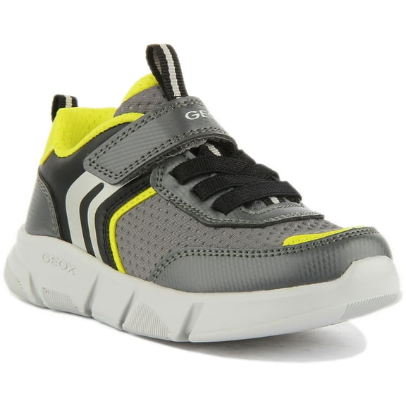 Geox Caril Boy 2 Kid's Low Top Lightweight Casual Slip On Sneakers In Grey Size 10.5