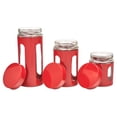 thumbnail image 6 of Diamond Home 3-Piece Airtight 4 Open Window Stackable BPA Free Easy to Clean Canister Set - Red, 6 of 6