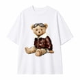 thumbnail image 4 of Women Oversized Cotton T‑Shirt, Watercolor Vintage Aviator Pilot Teddy Bear Leather Jacket Goggle Retro Drop‑Shoulder Casual Tee, 4 of 9