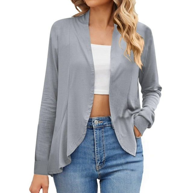 iHPH7 Cardigans pour Femmes Chandail de Voyage Léger Chandails d'Automne pour Femmes Cardigans Doux pour Femmes Mode Automne Cardigans Légers pour Femmes Cardigans Légers pour Femmes Gris TG