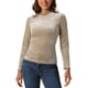 thumbnail image 1 of INSPIRAR CHIC Blusas de terciopelo de manga larga con estampado de estrellas para mujer M Beige, 1 of 5