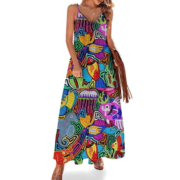 Mola De Panama Ocean Sleeveless Dress Loose Women's Dress Dresses Luxury Evening Dresses