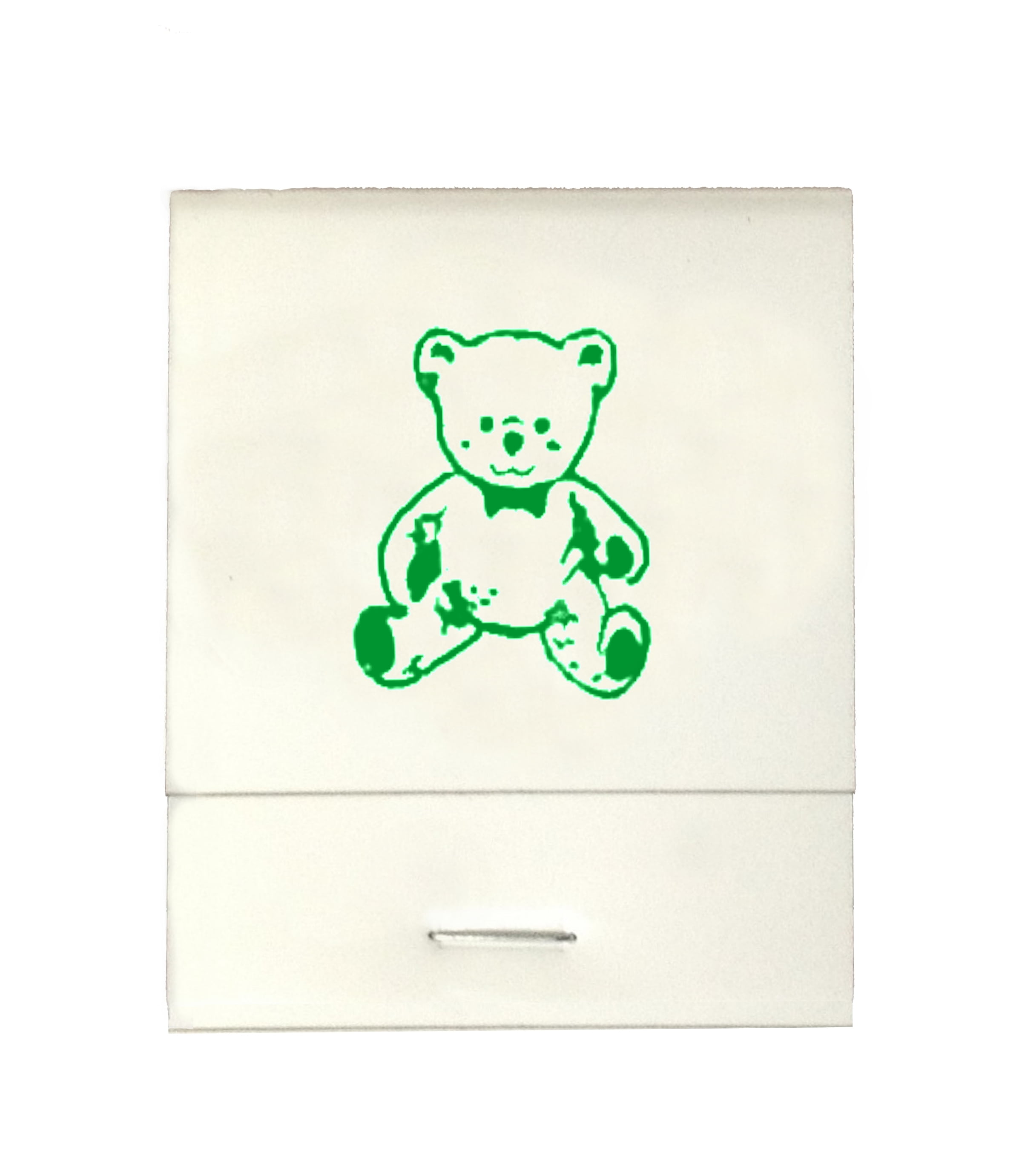 50 White 20 Strike Matches with Printed Bear in Green Matchbooks for