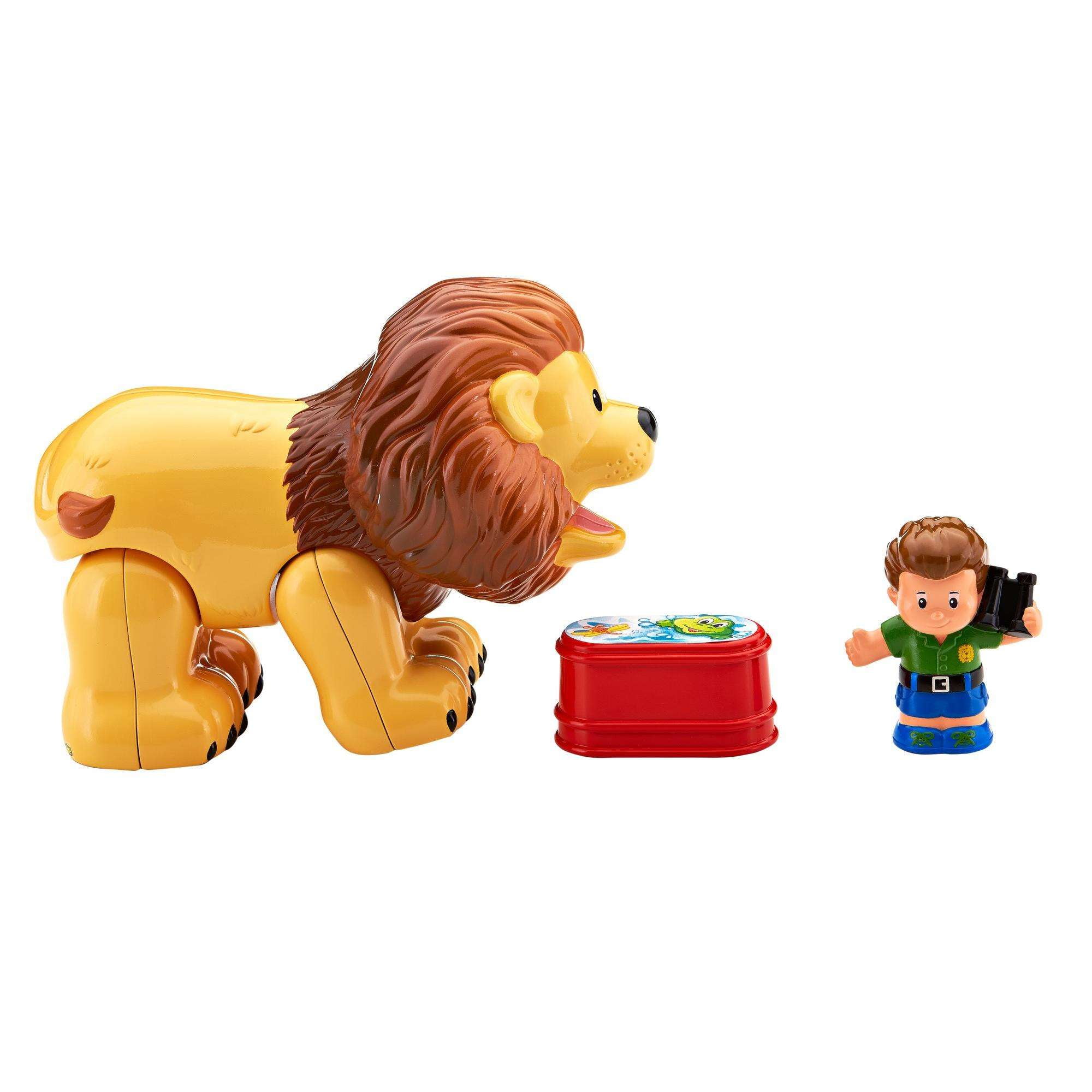 Fisher Price Little People NEW Zoo Animal sounds Big Lion Snore sleep Cat Box