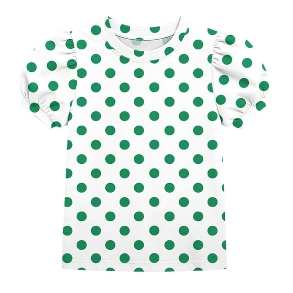 Mitankcoo Dot Print Tops for Girls Short Sleeve Round Neck T-Shirts Blouse Summer Casual Daily 4-15Y