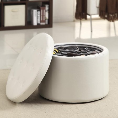 - Convenience Concepts Designs4Comfort Round Faux Leather Shoe Ottoman, Multiple Colors
