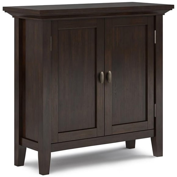 Redmond Solid Wood 32inch WideTransitional Low Storage Cabinet in Brunette Brown