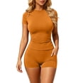 thumbnail image 2 of Hurxie Womens Two Piece Lounge Sets Casual Summer Outfits 2 Piece Short Matching Clothing Set Orange,M, 2 of 5