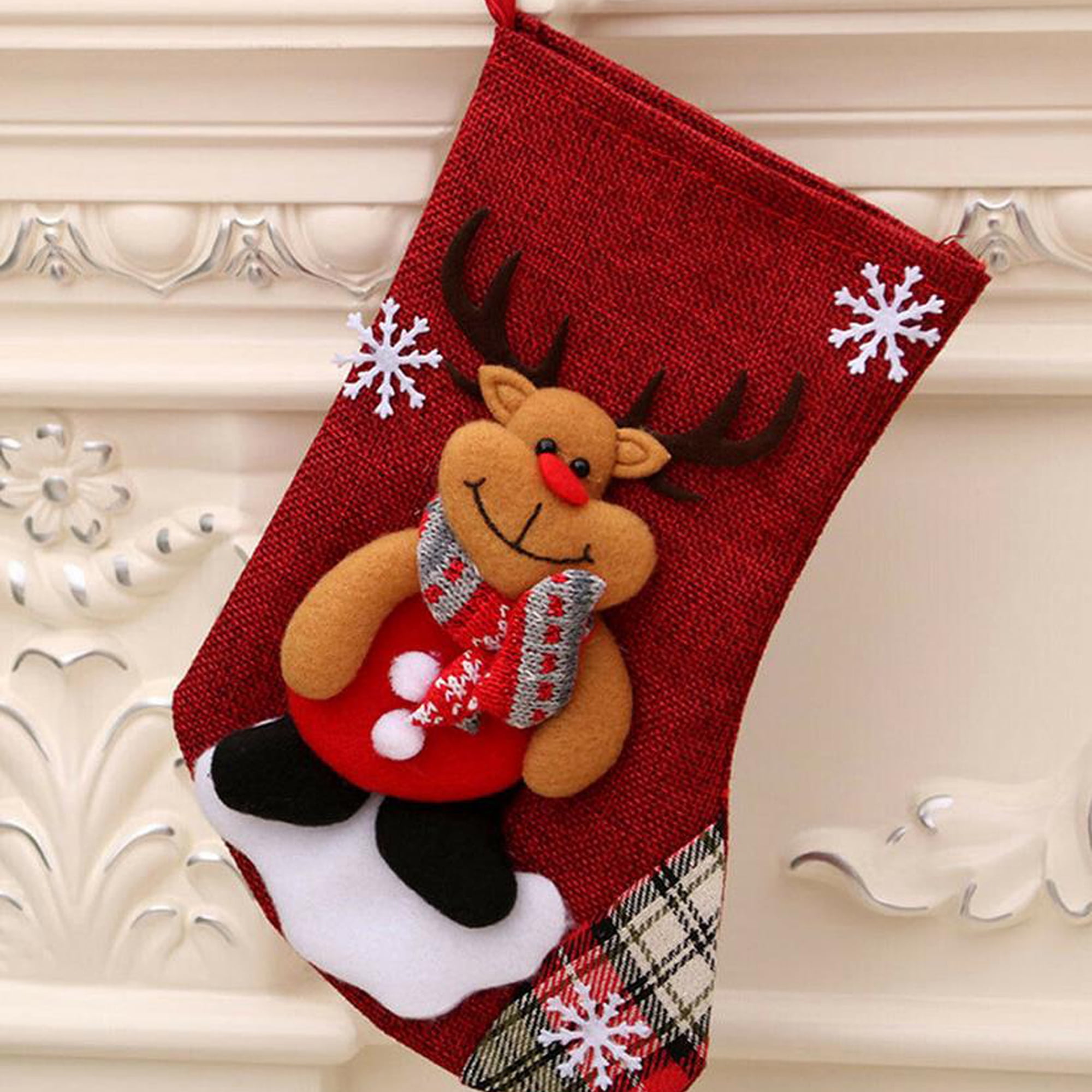 Details about   Christmas Stocking Hanger Holder Santa Teddy Bear 