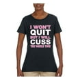 thumbnail image 2 of Wild Bobby I Won't Quit but I Will Cuss the Whole Time Gym/Workout Women Graphic Tee, Black, Small, 2 of 5