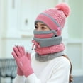 thumbnail image 5 of ZOELNIC Hat Scarf Set, 4 in 1 Winter Scarf Mask Gloves Set, Hat with Scarf Attached, Girls Warm Hat Earmuffs Cap with Pom for Indoor and Outdoor Sports, 5 of 6