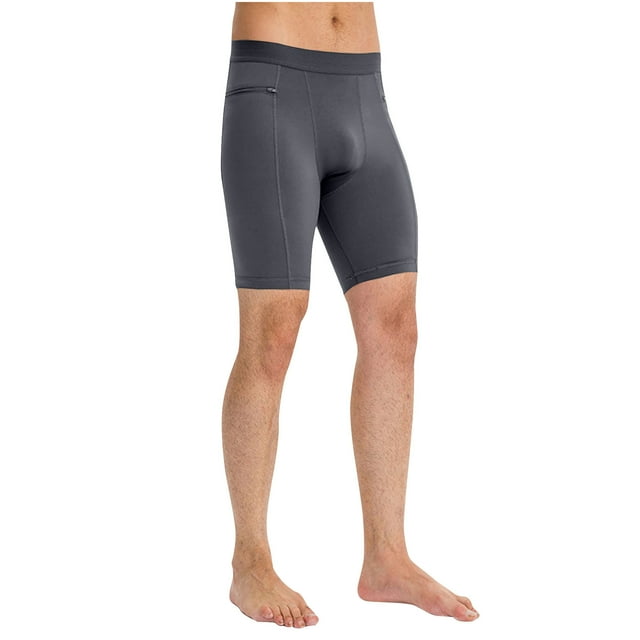 Plebaso Mens Compression Shorts with Pockets Stretch Athletic Short Pants Running Workout Shorts Underwear