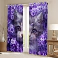 thumbnail image 2 of Manfei Kawaii Cat Teens Curtains Pack of 2 (42x84 Each), Purple Blossoms Flower Curtains Blackout, Dreamy Animal Bedroom Curtains, Curtains and Drapes Room Decor, 2 of 6