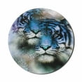thumbnail image 1 of Animal Mouse Pad for Computers, 2 Tiger Safari Cat Wild Furious Life Big Animals Artwork Print, Round Non-Slip Thick Rubber Modern Gaming Mousepad, 8" Round, Blue Black and White, by Ambesonne, 1 of 2