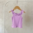 thumbnail image 4 of Ohufall Toddler Girls Tank Tops Ruffled Crew Neck 0-5T Summer Tank Top Breathable Solid Color Summer Casual Tank, 4 of 7