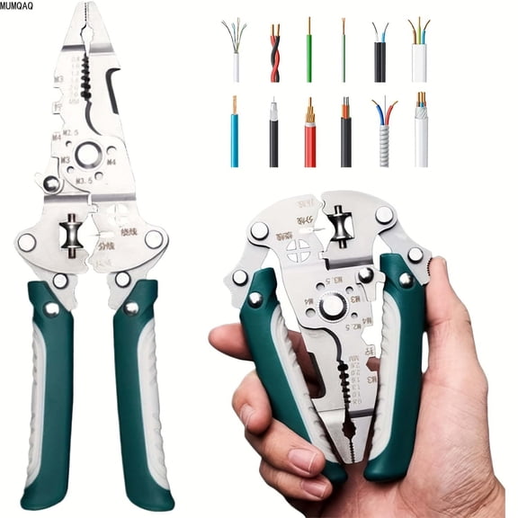 MUMQAQ 18-in-1 Foldable Wire Stripper Multi-Tool – Heavy-Duty Stainless Steel Pliers for Cutting, Crimping, Twisting & Electrical Repairs