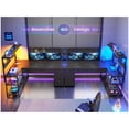thumbnail image 2 of 47" L Shaped Desk with 5 Drawers & Hutch, Reversible Gaming Desk with LED Lights & Outlets, Computer Desk with Open Shelves & Storage Bag for CPU, Books etc for Home Office, Space Saving, Black, 2 of 8