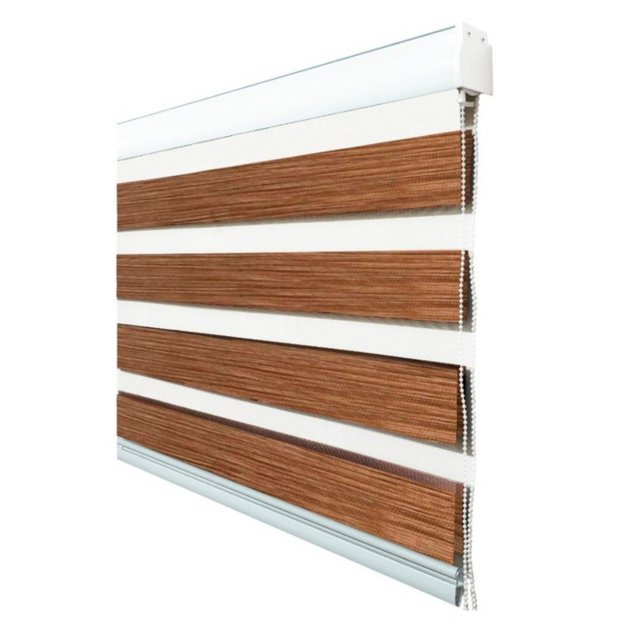 Cortina Roller Duo Jaspeada de madera, 150 x 200 cm, para hogar y oficina